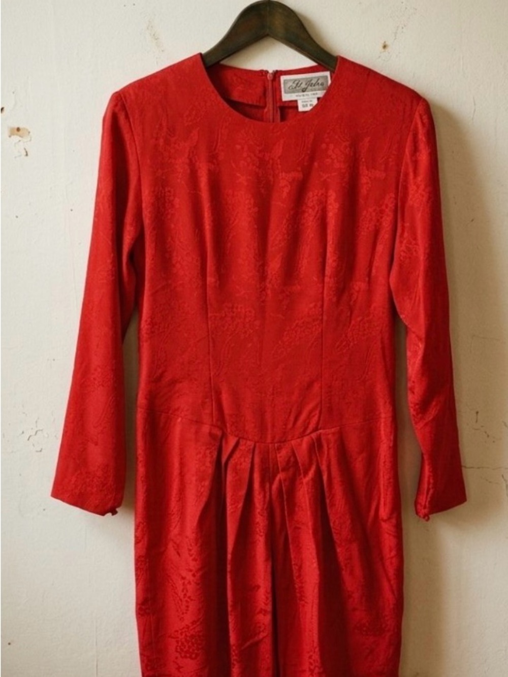 Vintage Pat Argenti 100% silk retro 80’s Red Long Sleeve Dress size 6